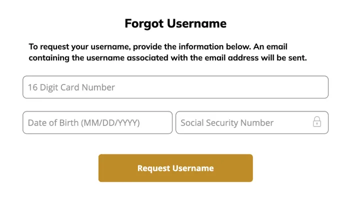 screenshot of forgot username