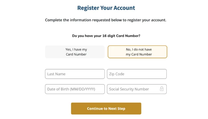 screenshot of register account without number