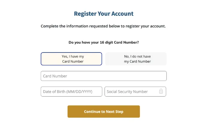screenshot of register account with number